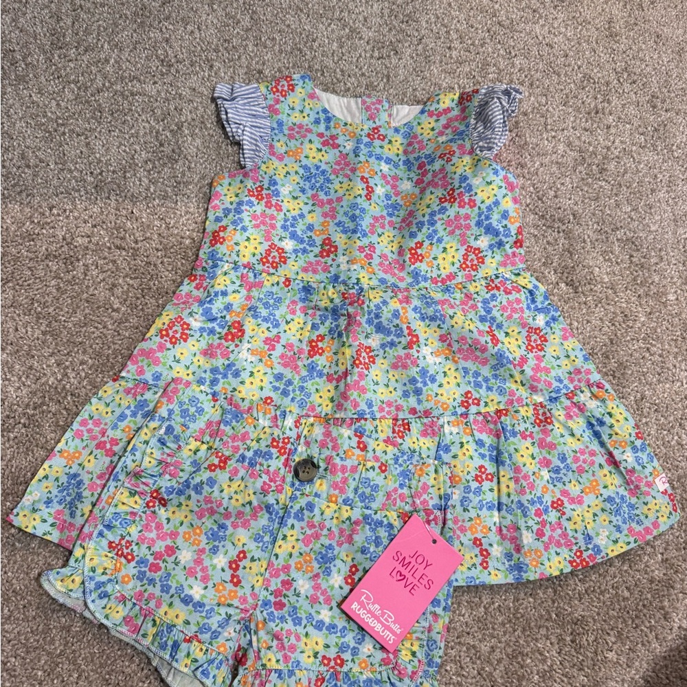 Ruffle Butts Floral Blue and Pink Set